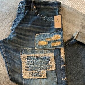 Polo by Ralph Lauren Patchwork Distressed Blue Men's Jeans